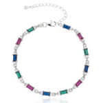 Bransoleta srebrna z kolorowymi cyrkoniami