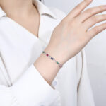 Bransoleta srebrna z kolorowymi cyrkoniami - obrazek 3