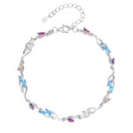 Bransoleta srebrna z kolorowymi cyrkoniami