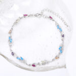 Bransoleta srebrna z kolorowymi cyrkoniami - obrazek 2