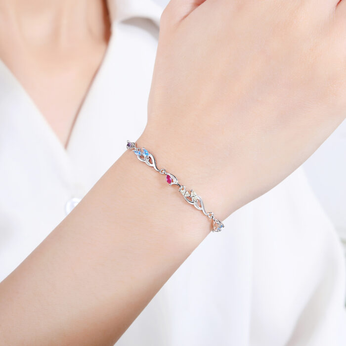 Bransoleta srebrna z kolorowymi cyrkoniami - obrazek 3