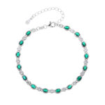 Bransoleta srebrna z zielonymi cyrkoniami