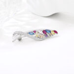 Broszka srebrna 925 z kolorowymi cyrkoniami - obrazek 3
