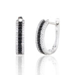 Kolczyki srebrne cyrkonie czarne i białe