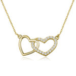 Naszyjnik srebrny pozłacany połączone serduszka z cyrkoniami
