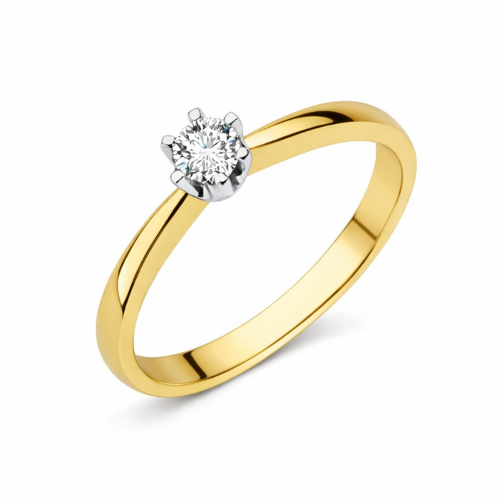 Pierścionek zaręczynowy z diamentem naturalnym - złoto pr. 585, 0,10 ct, 0,12 ct, 0,15 ct, 0,17 ct, 0,20 ct, 0,22 ct, 0,25 ct, 0,30 ct