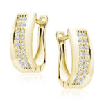 Kolczyki srebrne pozłacane z białą cyrkonią