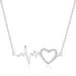 Naszyjnik srebrny linia życia i serce z cyrkoniami