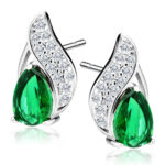 Kolczyki srebrne cyrkonie szmaragdowe
