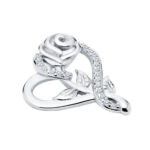 Zawieszka srebrna serduszko z różą i cyrkoniami - obrazek 2