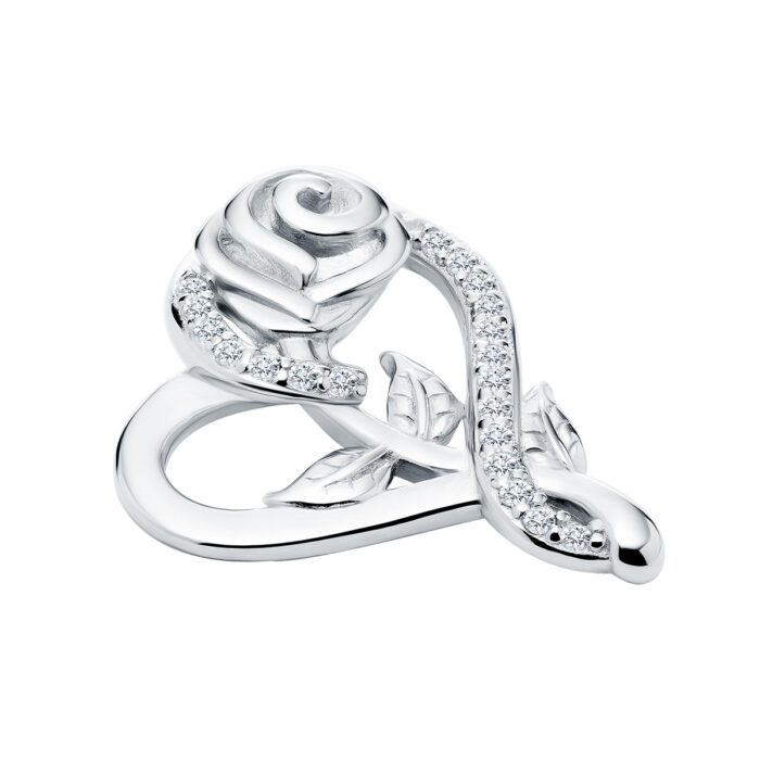 Zawieszka srebrna serduszko z różą i cyrkoniami - obrazek 2