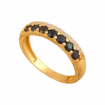 Pierścionek złoty z szafirami i diamentami