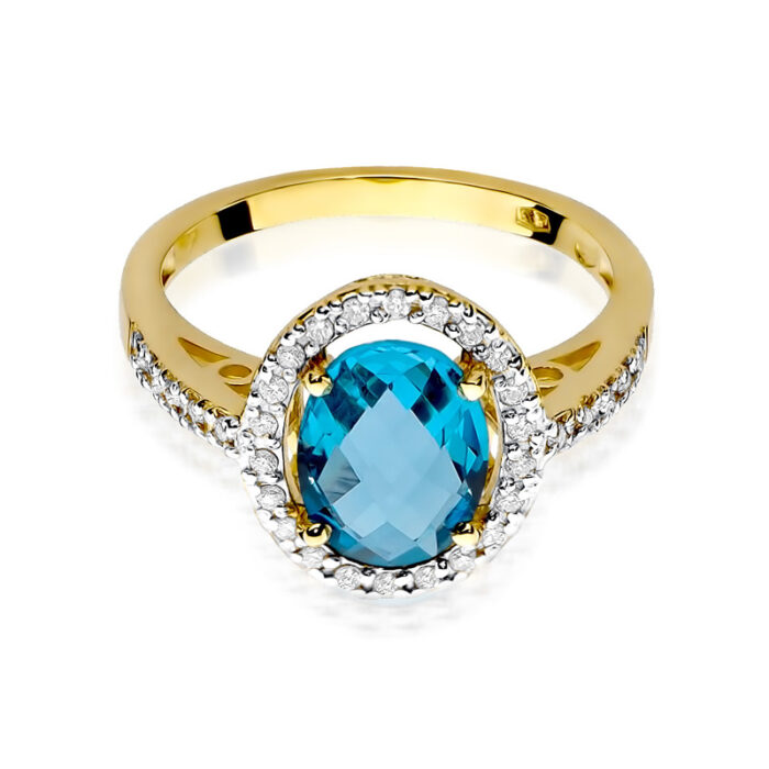 Pierścionek złoty z topazem i diamentami BD-W80 - obrazek 2