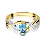 Pierścionek żółte złoto z topazem i diamentami BD-W28 - obrazek 3