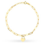 Bransoletka złota długie ogniwa i kłódka - serce