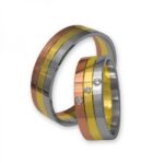 Obrączki złote J060 płaskie trzykolorowe