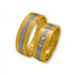 Obrączki złote J071 płaskie dwukolorowe