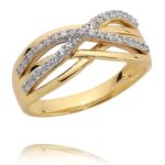 Pierścionek złoty z cyrkoniami I-N384