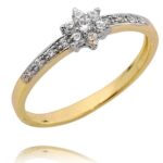 Pierścionek złoty z cyrkoniami J2407