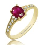Pierścionek złoty z rubinem i diamentami J-PD51