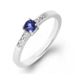 Pierścionek złoty z tanzanitem i diamentami J-PD56