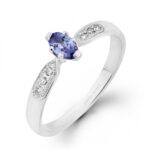 Pierścionek złoty z tanzanitem i diamentami J-PD48