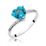 Pierścionek złoty z topazem i diamentami BD-W50B