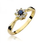 Pierścionek złoty z szafirem i diamentami BD-W72