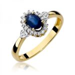 Pierścionek złoty z szafirem i diamentami BD-W312