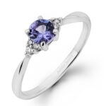 Pierścionek złoty z tanzanitem i diamentami J-PD78