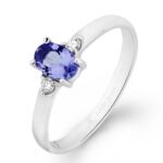 Pierścionek złoty z tanzanitem i diamentami J-PD33