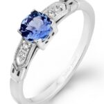 Pierścionek złoty z szafiremi  i diamentami KH-P793