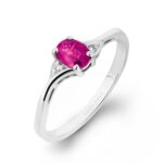 Pierścionek złoty z rubinem i diamentami J-PD20