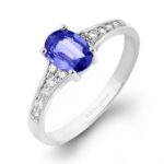 Pierścionek złoty z tanzanitem i diamentami J-PD51T