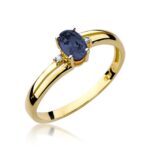 Pierścionek złoty z szafirem i diamentami BD-W68
