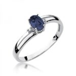 Pierścionek złoty z szafirem i diamentami BD-W68B