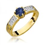 Pierścionek złoty z szafirem i diamentami BD-W75