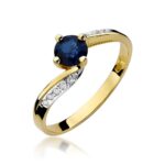 Pierścionek złoty z szafirem i diamentami BD-W84