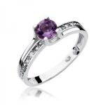 Pierścionek złoty z ametystem i diamentami BD-W106B