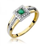 Pierścionek złoty ze szmaragdem i diamentami BD-W271
