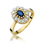 Pierścionek złoty z szafirem i diamentami BD-W354