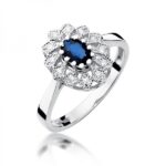 Pierścionek złoty z szafirem i diamentami BD-W354B
