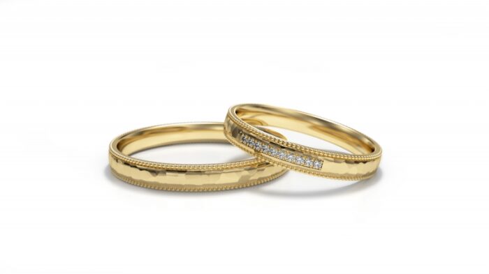 Obrączki złote S321 półokrągłe młotkowane - obrazek 2