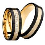 Obrączka carbon ze złotem GC1