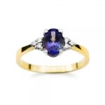 Pierścionek złoty z szafirem i diamentami J-PD