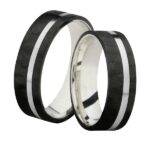 Obrączka carbon ze srebrem SRC3