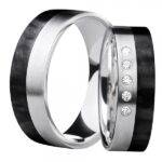 Obrączka carbon ze srebrem SRC6