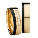 Obrączka carbon ze złotem GC5