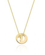 Naszyjnik złoty stópki z diamentem