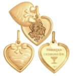 Medalik złoty z Matką Boską Częstochowską Komunia Święta